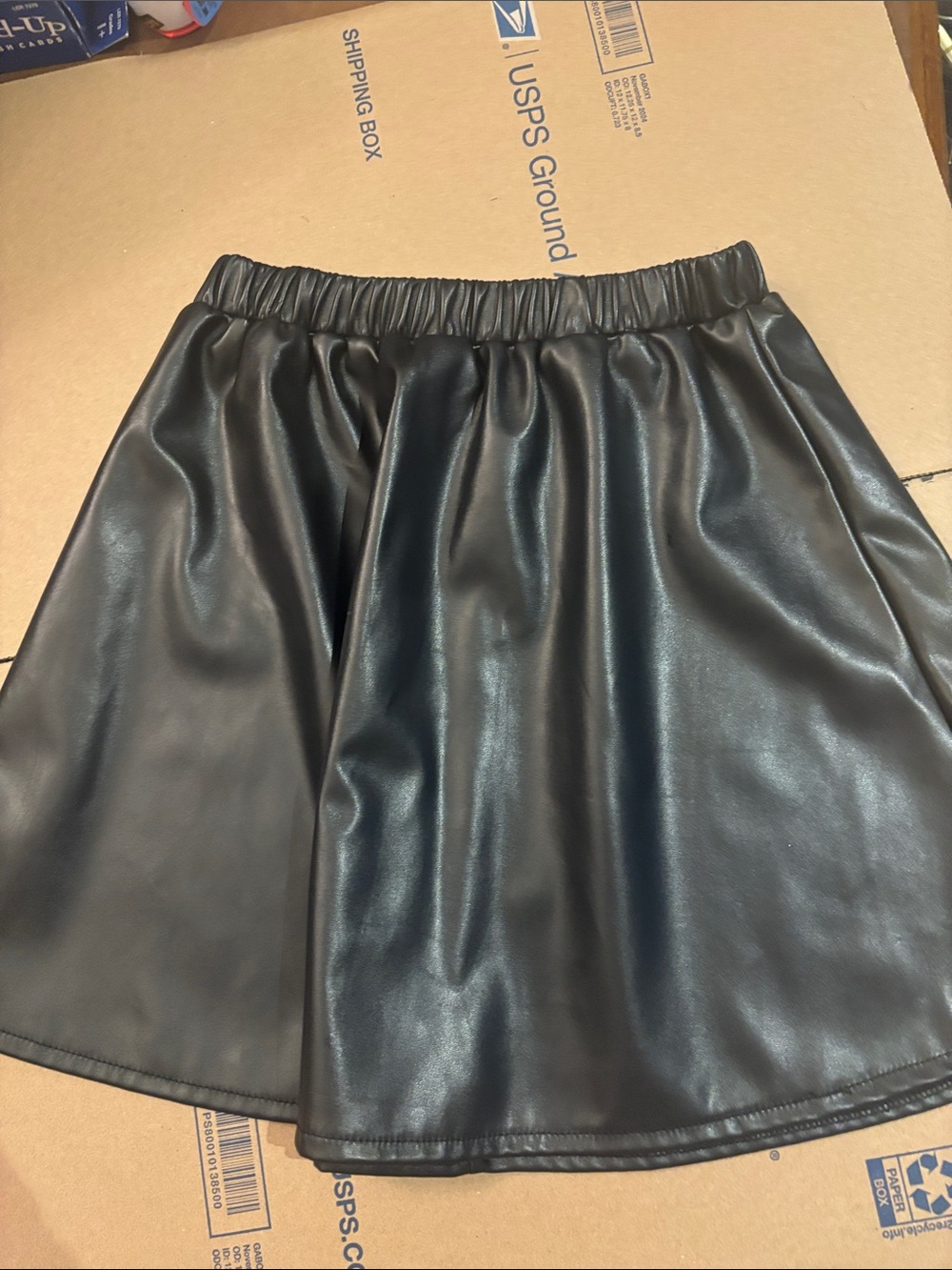 SHEIN Black Faux Leather Circle Skirt